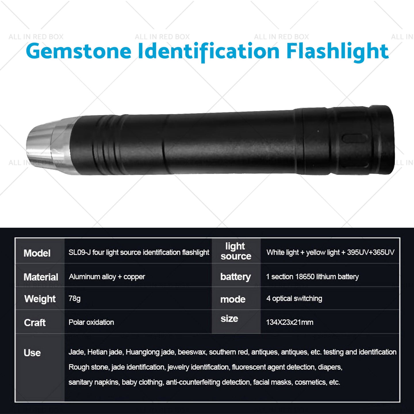 {{ Professional Gemstone Identification Light 4 in1 LED Flashlight Gemologist Tool }} - Buy Car Parts Online at {{ Kaka Auto Parts }}.