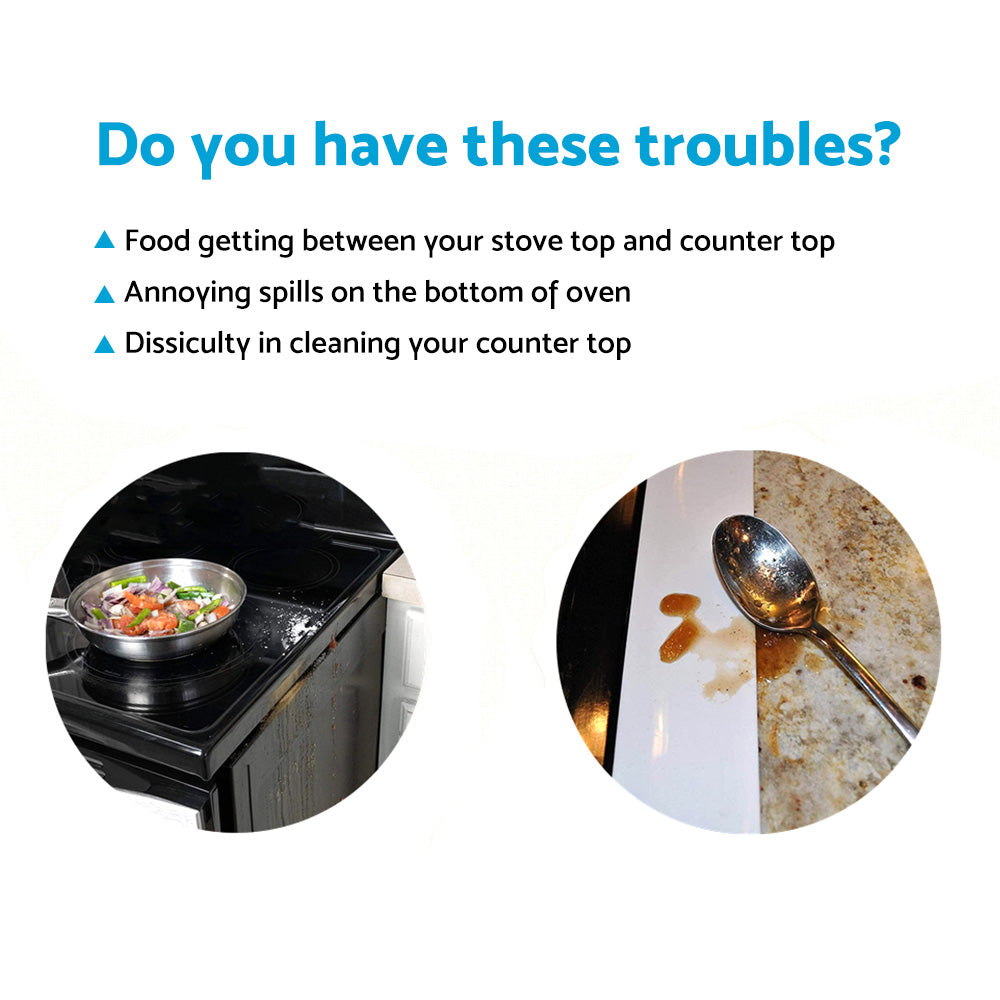 2x Kitchen Silicone Stove & Counter Gap Cover Oven Guard Spill Seal Slit Filler Suitable For Standard Counters