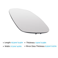 Left Side Mirror Glass With Heated Back Plate Suitable For VW Golf MK5 2004-2008