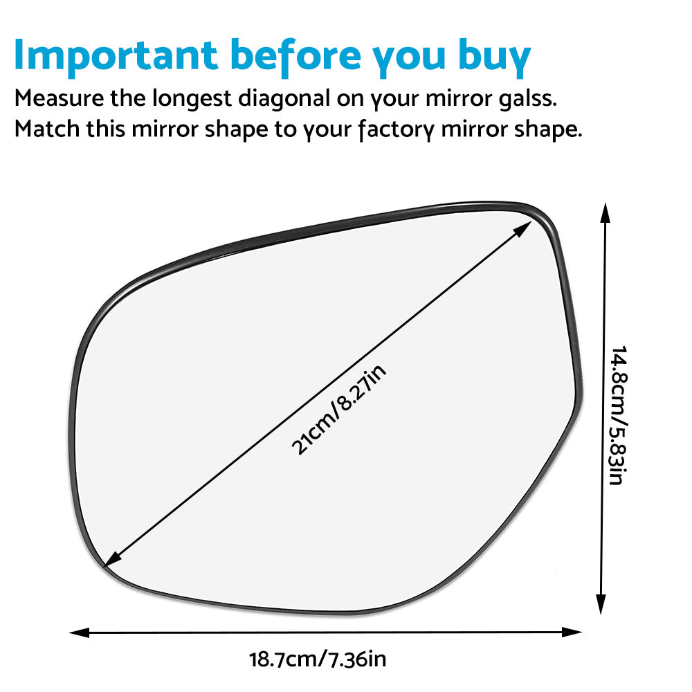 Left Side Mirror Glass Heated Convex With Base Suitable For Mitsubishi ASX XC XE 2013-2019