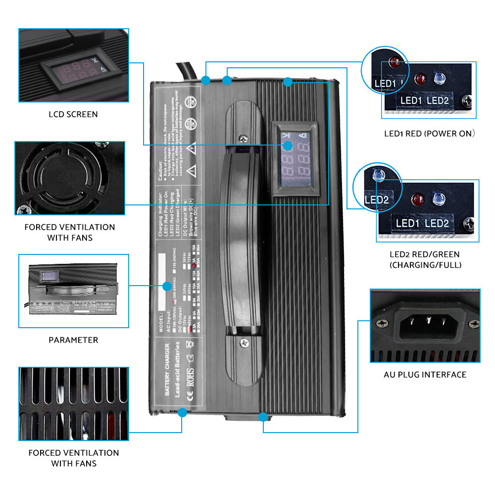 {{ 48V or 15A Golf Cart Battery Charger For Star EzGo Club Car DS TXT Yamaha Forklift }} - Buy Car Parts Online at {{ Kaka Auto Parts }}.