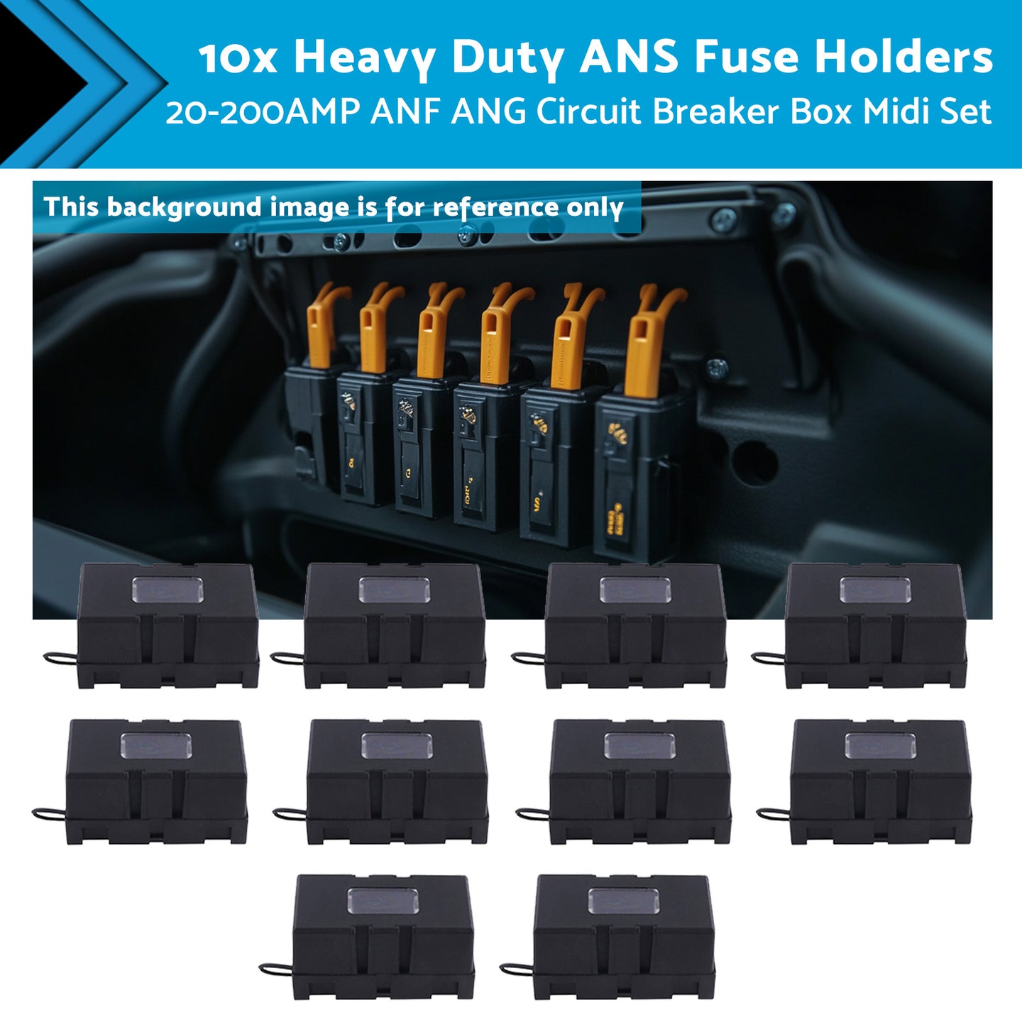 {{ 10x Heavy Duty ANS Fuse Holder 20-200AMP ANF ANG Circuit Breaker Box Midi Set }} - Buy Car Parts Online at {{ Kaka Auto Parts }}.