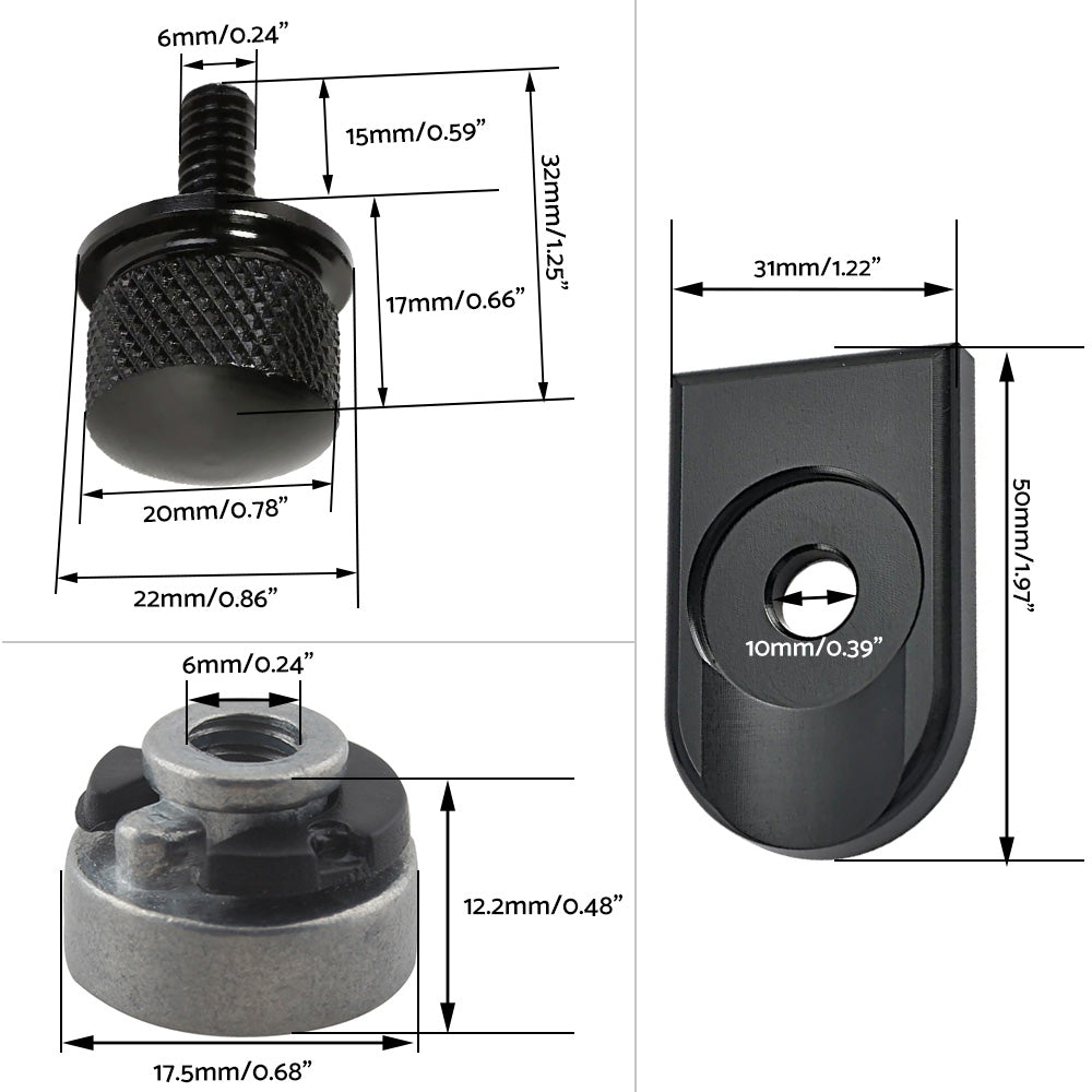 Seat Bolt Tab Screw Mount Nut Cover Kit Suitable For Harley-Davidson 1996-2020