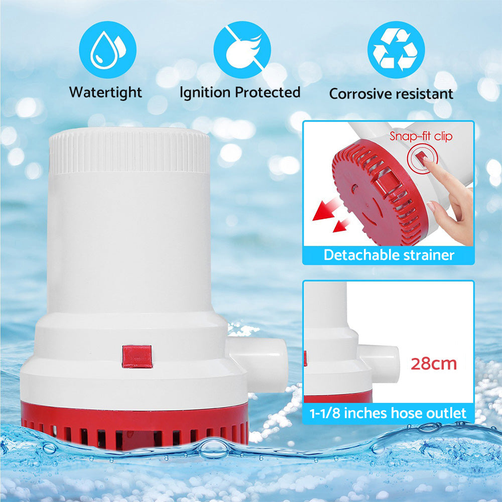 {{ 2000 GPH 12v Boat Marine Plumbing Bilge Water Pump Submersible Electric Pump }} - Buy Car Parts Online at {{ Kaka Auto Parts }}.