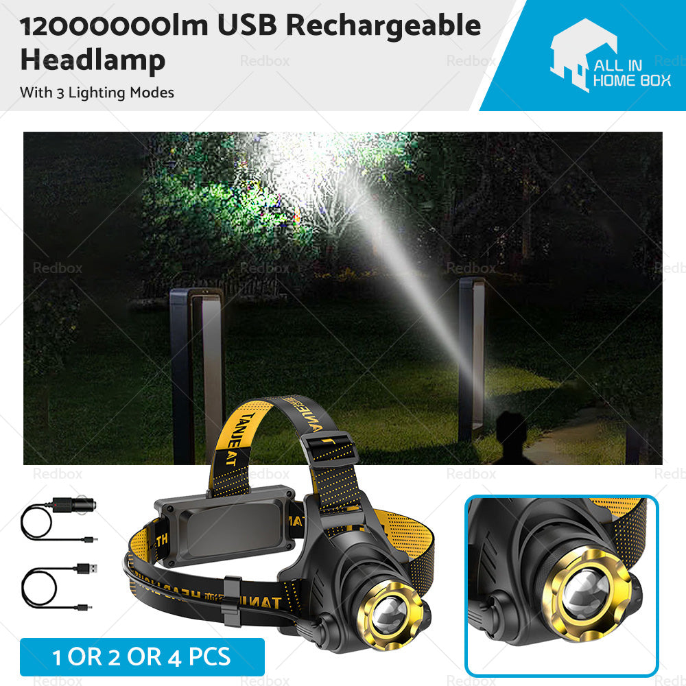 {{ 12000000lm USB Rechargeable Headlight Head Torch Lamp Flashlight LED Headlamp }} - Buy Car Parts Online at {{ Kaka Auto Parts }}.