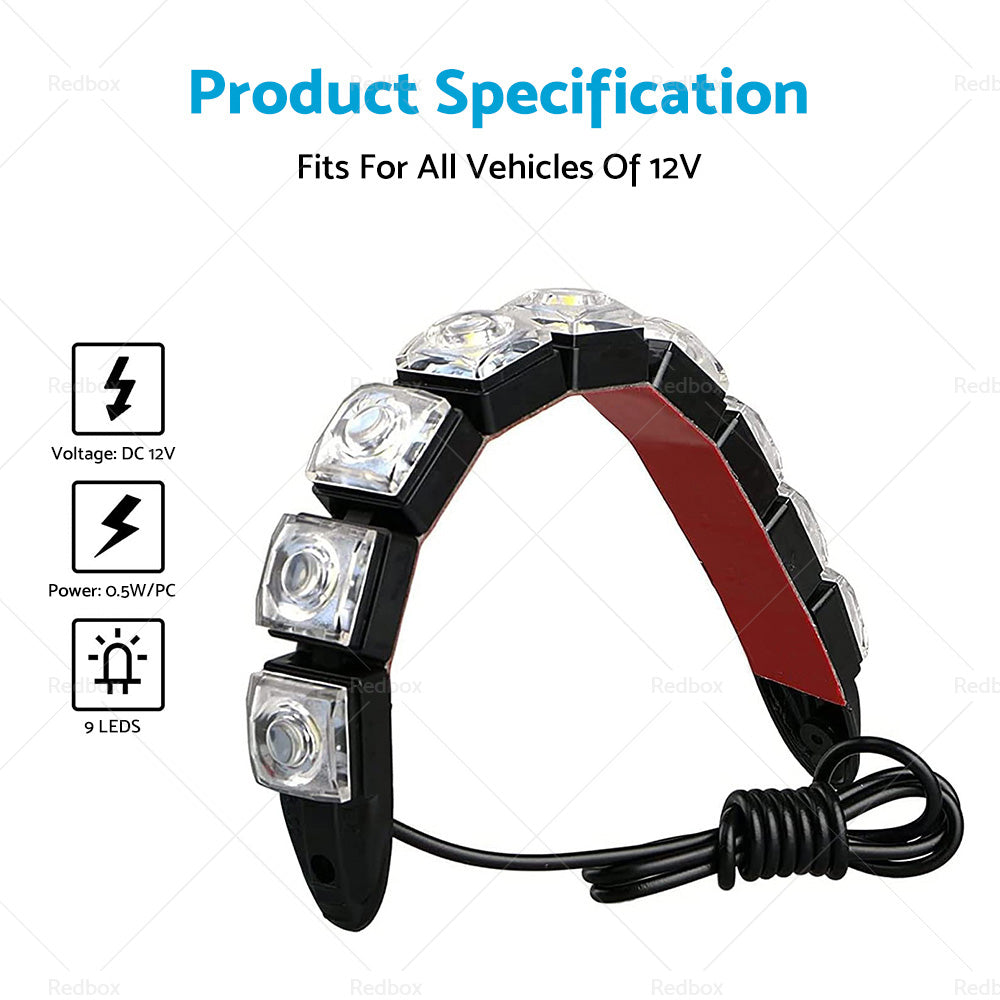 {{ 2PCS 9 LED DRL Fog Driving Daylight Daytime Running Light Car Auto Head Lamp }} - Buy Car Parts Online at {{ Kaka Auto Parts }}.