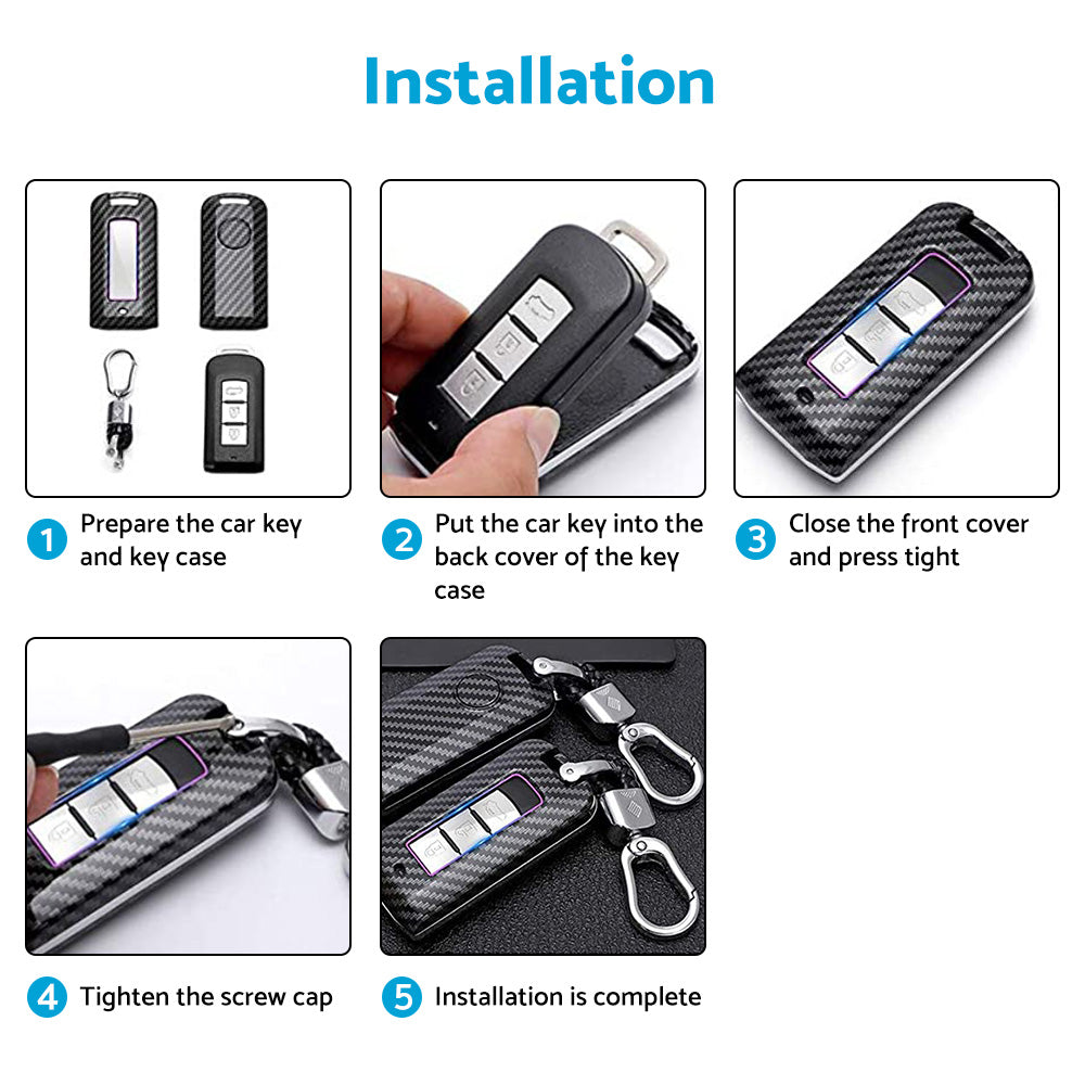 Carbon Fiber Hard Shell Smart Key Fob Case Suitable For Mitsubishi Outlander