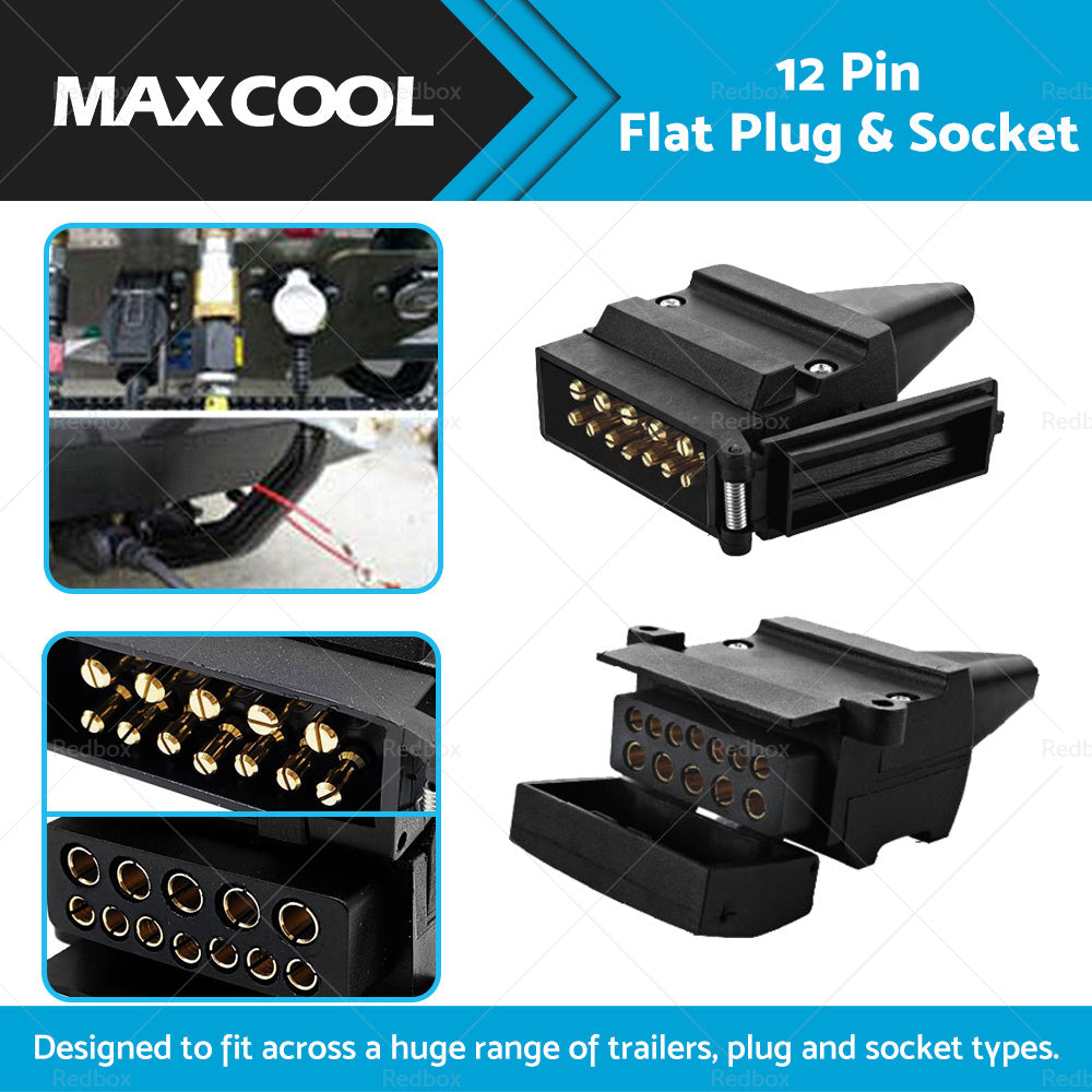 {{ Pair 12 Pin Plug and Socket Connectors Suitable For Trailer Camper Caravan 4WD }} - Buy Car Parts Online at {{ Kaka Auto Parts }}.