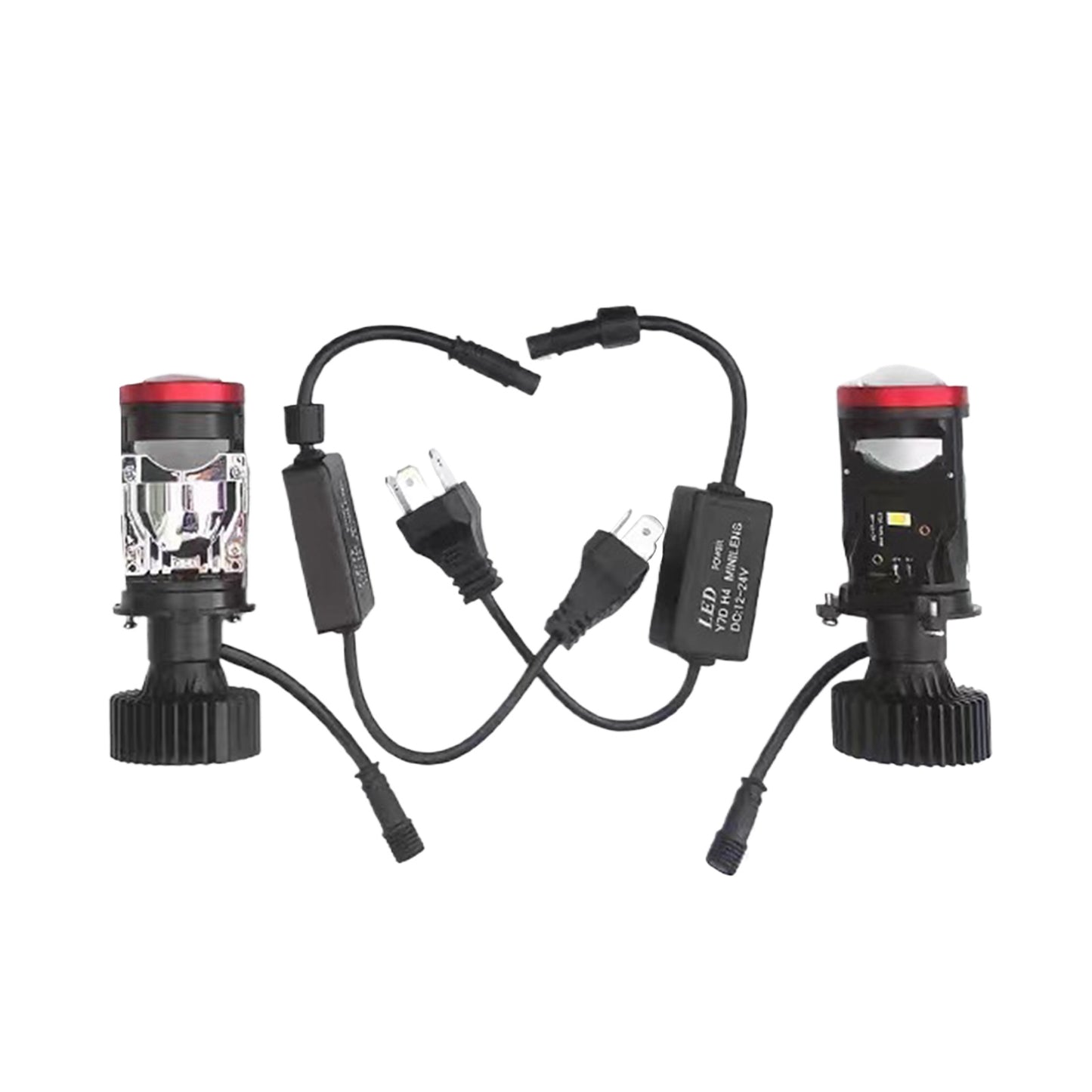2x H4 Y7D Bi-LED Mini Lens Car Headlight Lamps 6000K Suitable For Universal Vehicles