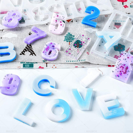 Alphabet Epoxy Resin Mold Letter Number Silicone Mould Keychain Tassel Pin Vise