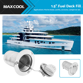 compare product 1. 5 inch  Fuel Deck Fill Keyless Polished Fuel Filler Stainless Steel For Marine Boat
