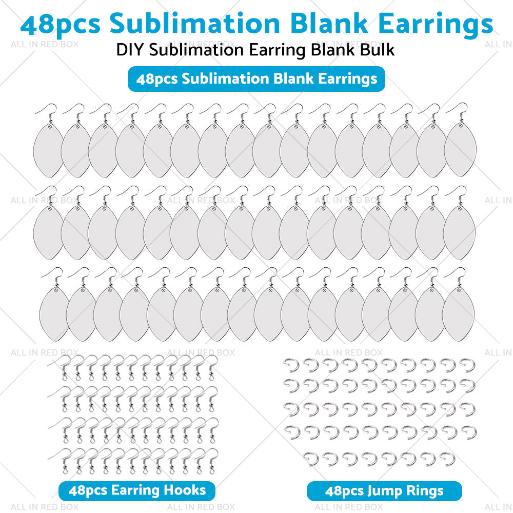 {{ 48PCS Sublimation Blank MDF Rugby Earring Double-Sided w  Hook and Jump Ring DIY }} - Buy Car Parts Online at {{ Kaka Auto Parts }}.