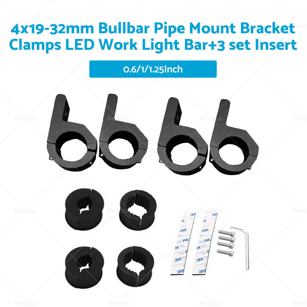 {{ 4x19-32mm 1. 2inch Bullbar Pipe Mount Bracket Clamps LED Work Light Bar3 set Insert }} - Buy Car Parts Online at {{ Kaka Auto Parts }}.