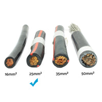 50cm 12V Battery Joiner Connector Lead Suitable For DC Wiring – 100A Cable With Red & Black Lugs