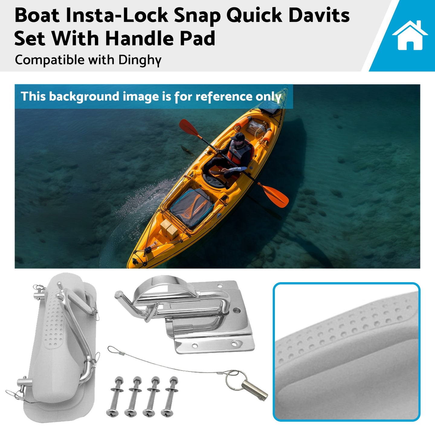 {{ Boat Insta-Lock Snap Quick Davits Set Stainless Steel With Handle Pad }} - Buy Car Parts Online at {{ Kaka Auto Parts }}.