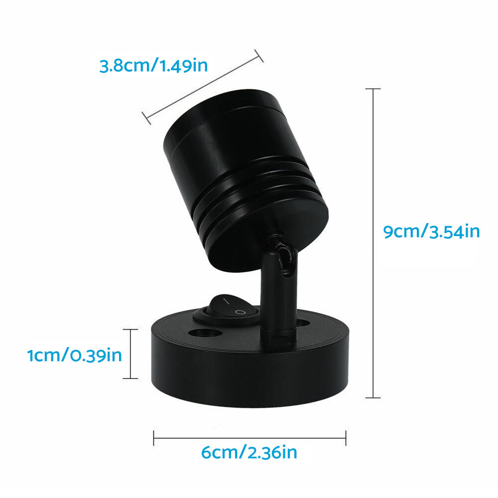2x 12V LED Interior Spot Reading Light Wall Lamp with Switch Suitable For Caravan Camper