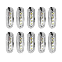 10x White 4-LED Side Marker Clearance Lamps Suitable For Truck / Trailer / Lorry Chrome Housing