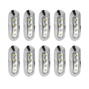 compare product 10x White 4-LED Side Marker Clearance Lamps Suitable For Truck / Trailer / Lorry Chrome Housing