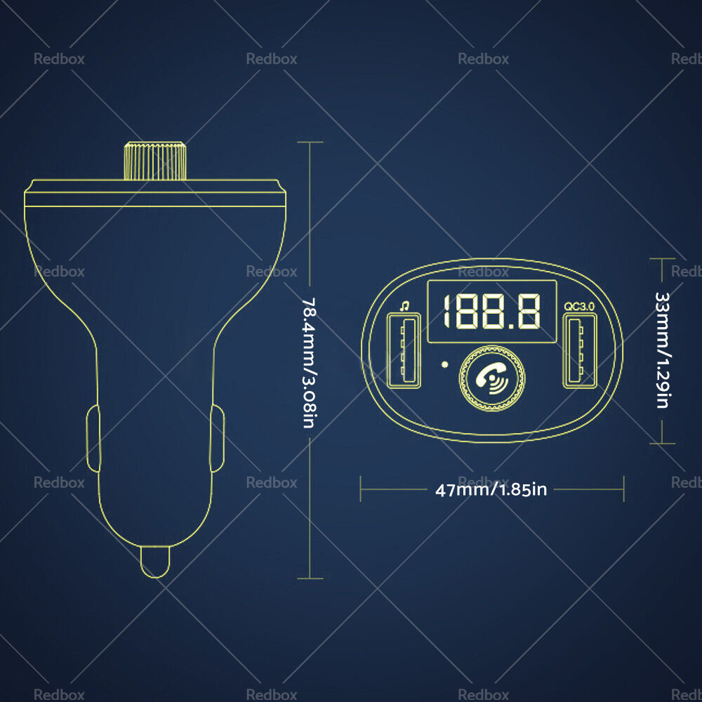 {{ Bluetooth-5. 0 Radio Car Kit Wireless FM Transmitter Dual USB Charger MP3 Player }} - Buy Car Parts Online at {{ Kaka Auto Parts }}.