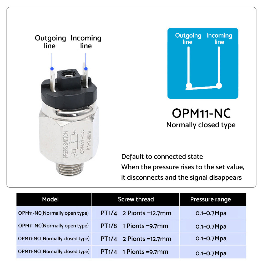 Adjustable Air Pressure Switch 12V 15-140 PSI Suitable For Compressor Air Locker Diff Lock