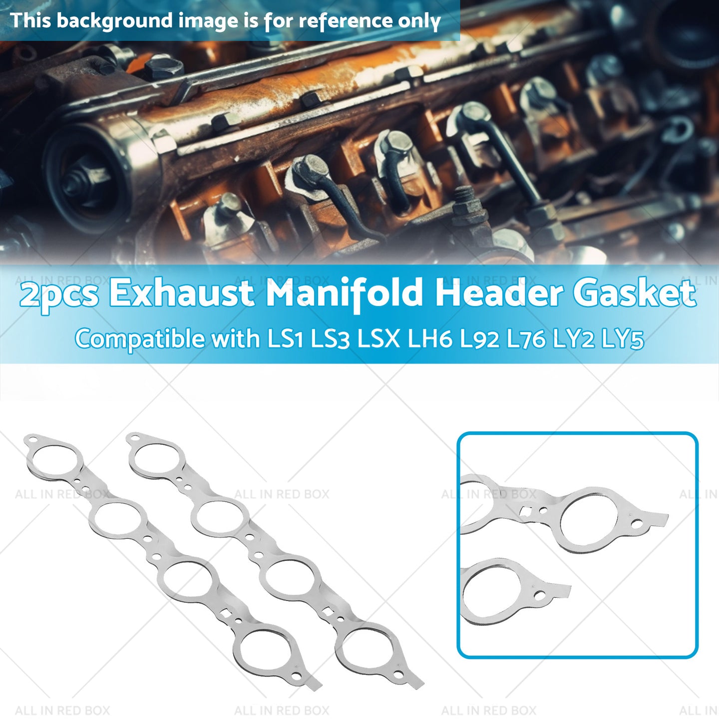{{ 2PCS Exhaust Manifold Gasket Multi-Layer Steel Header Suitable For LS1 LS3 LSX }} - Buy Car Parts Online at {{ Kaka Auto Parts }}.