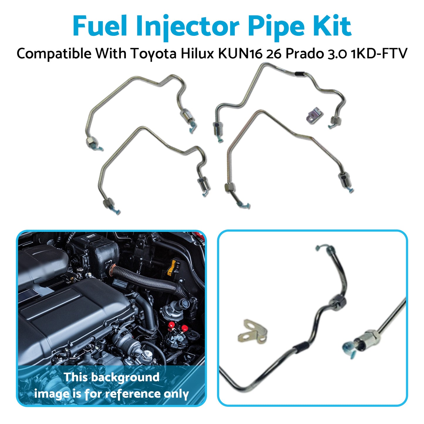 Fuel Injector Pipe Kit Suitable For Toyota Hilux KUN16 KUN26 / Prado 3.0L 1KD-FTV