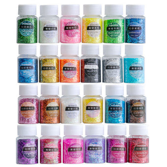 compare product 24 * 20ml Colors Glitter Pigment Debris Resin Epoxy Dream Flash Powder Crafts