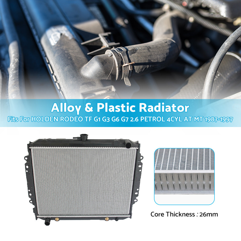 {{ RADIATOR FIT HOLDEN RODEO TF G1 G3 G6 G7 2. 6 PETROL 1987-1997 AUTO MANUAL }} - Buy Car Parts Online at {{ Kaka Auto Parts }}.