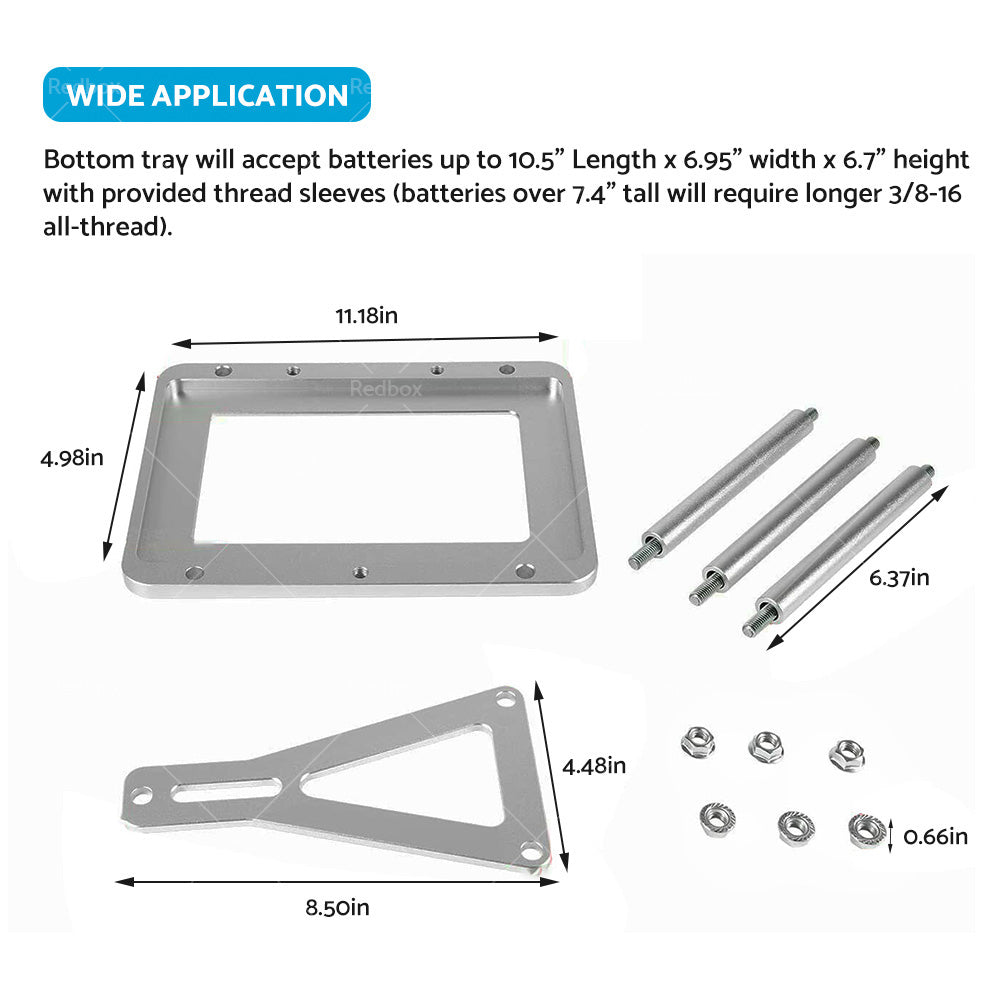 {{ Universal Aluminum Billet Battery Tray Hold Down Relocation Box Mount OEM 551181 }} - Buy Car Parts Online at {{ Kaka Auto Parts }}.