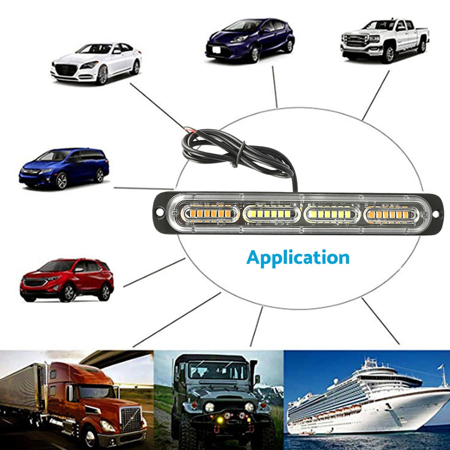 2x 48LED Amber Recovery Strobe Flashing Grille Lightbar Lamp Suitable For Truck