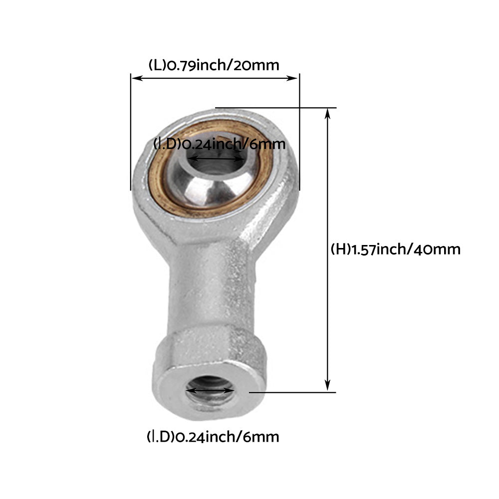 10x Zinc 6mm Female Spherical Plain Rose Joint Bearings Suitable For Left-Hand Threaded Applications