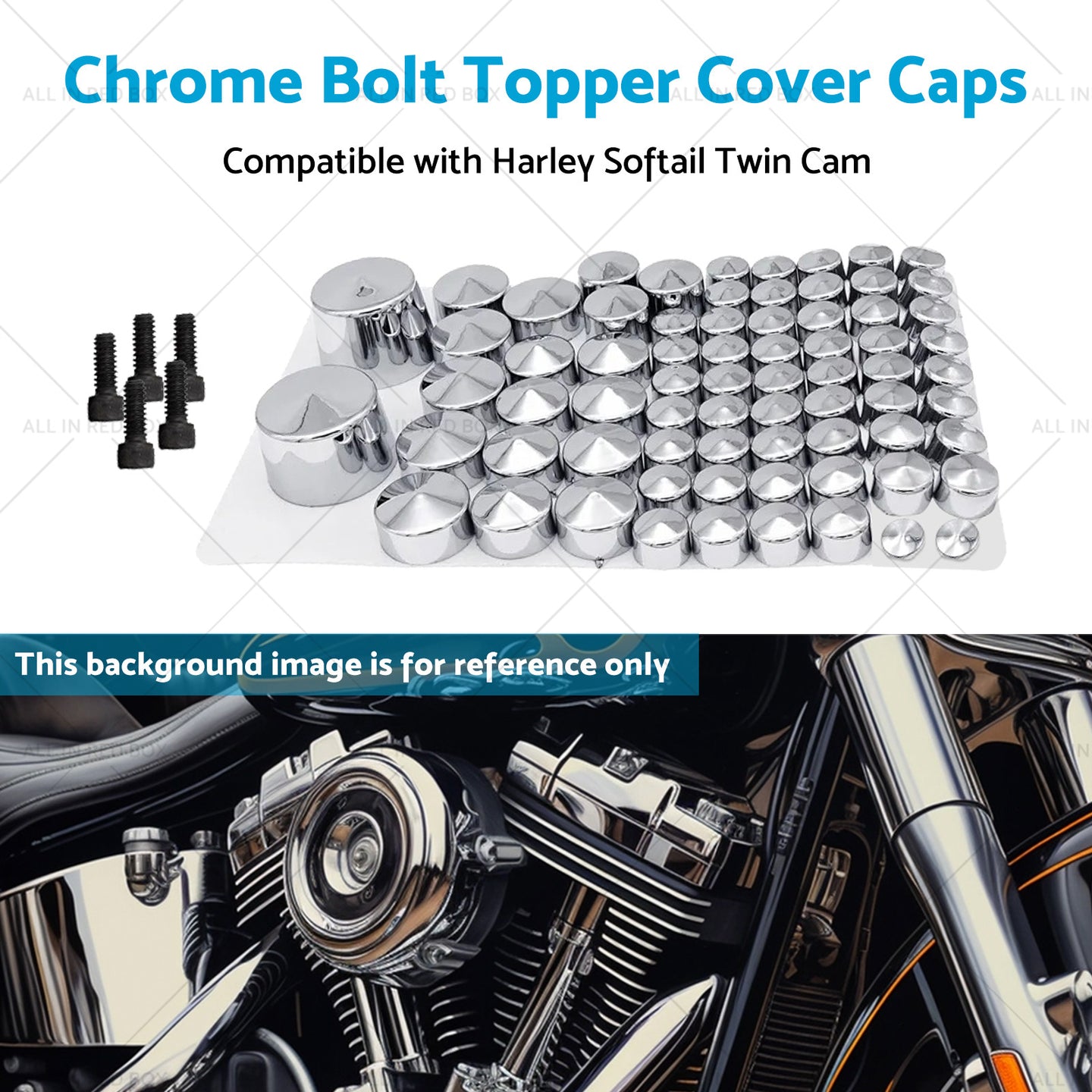 {{ Chrome Bolt Topper Cover Caps Suitable for Harley Twin Cam Softail 07-13 }} - Buy Car Parts Online at {{ Kaka Auto Parts }}.
