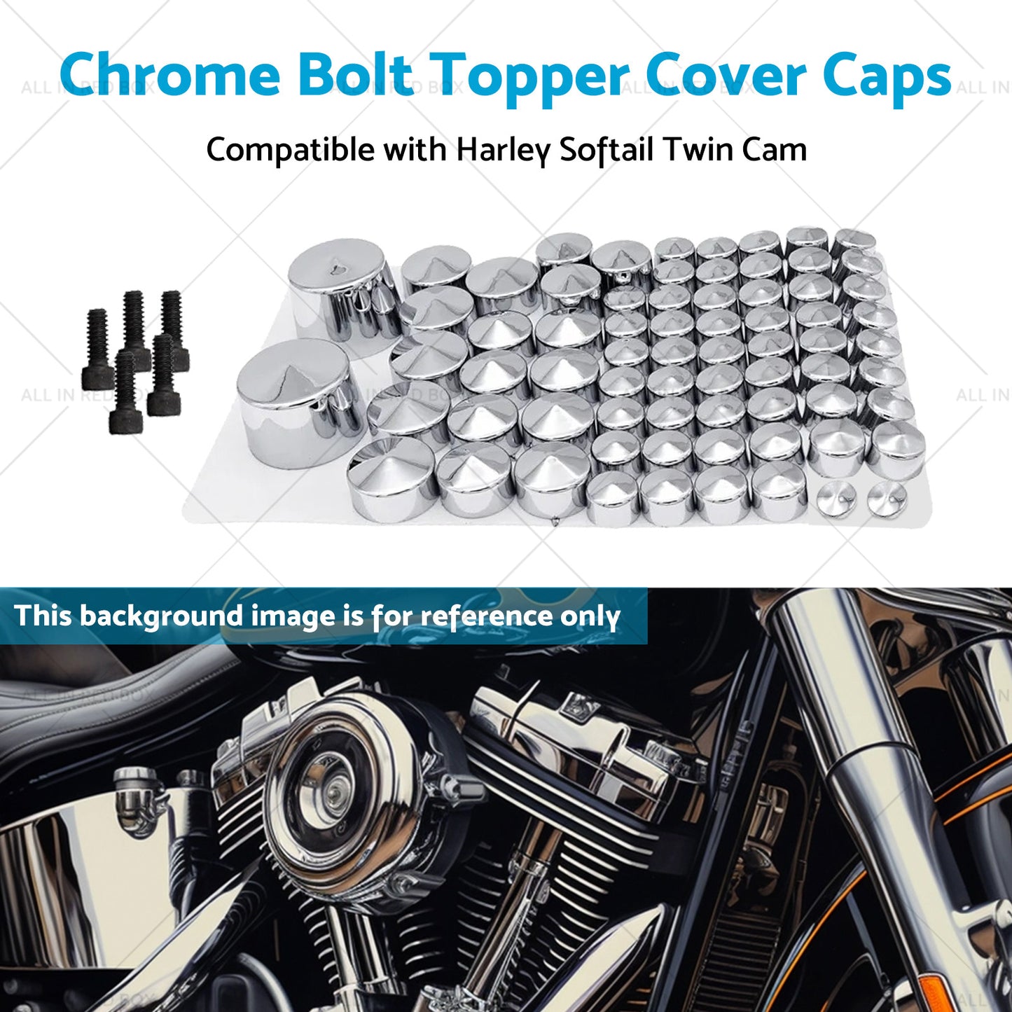 {{ Chrome Bolt Topper Cover Caps Suitable for Harley Twin Cam Softail 07-13 }} - Buy Car Parts Online at {{ Kaka Auto Parts }}.
