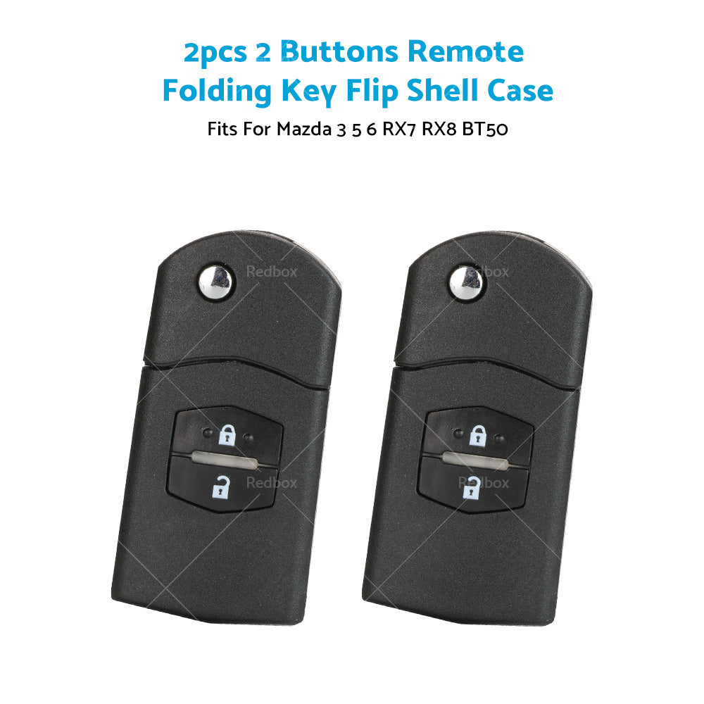 {{ 2Pcs x2 Button Remote Flip Key Car Shell Case Cover For Mazda 3 5 6 RX7 RX8 BT50 }} - Buy Car Parts Online at {{ Kaka Auto Parts }}.