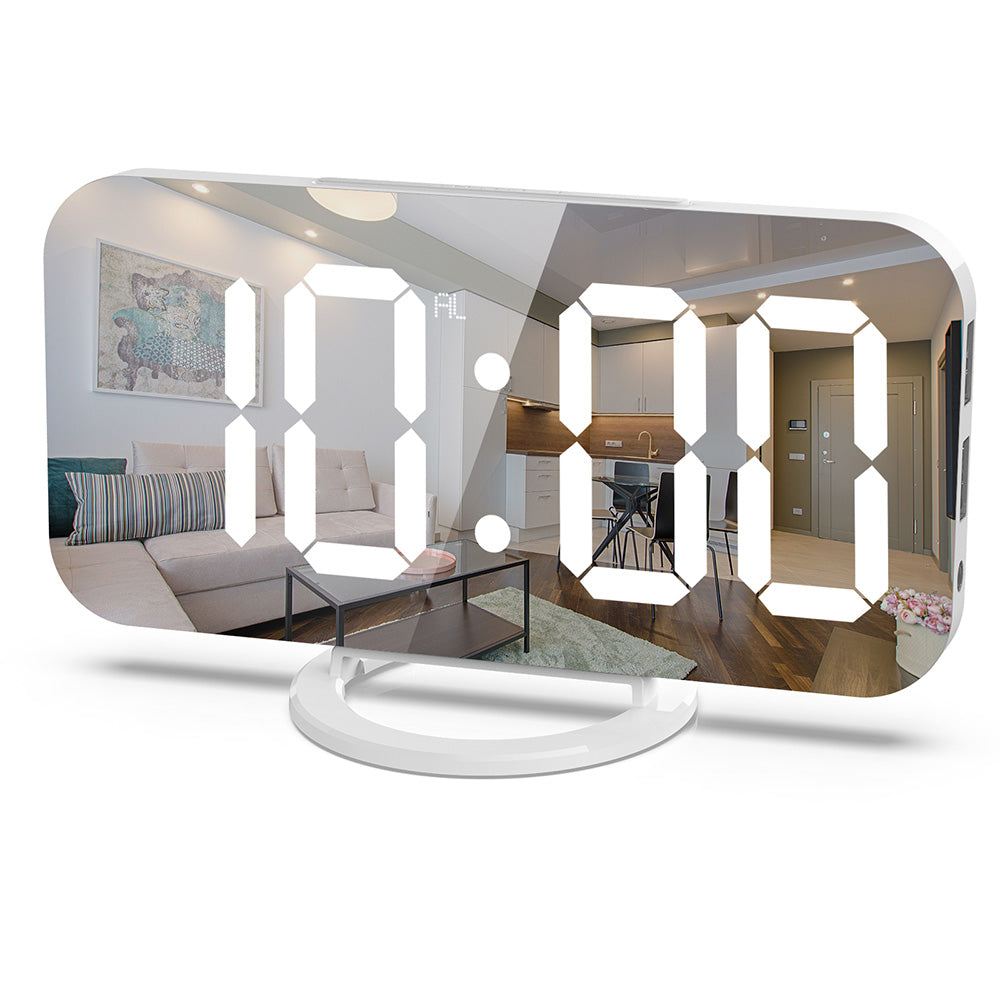 {{ Digital Alarm Clock Mirror LED Display Snooze Function Dim Mode Wall Bedroom }} - Buy Car Parts Online at {{ Kaka Auto Parts }}.