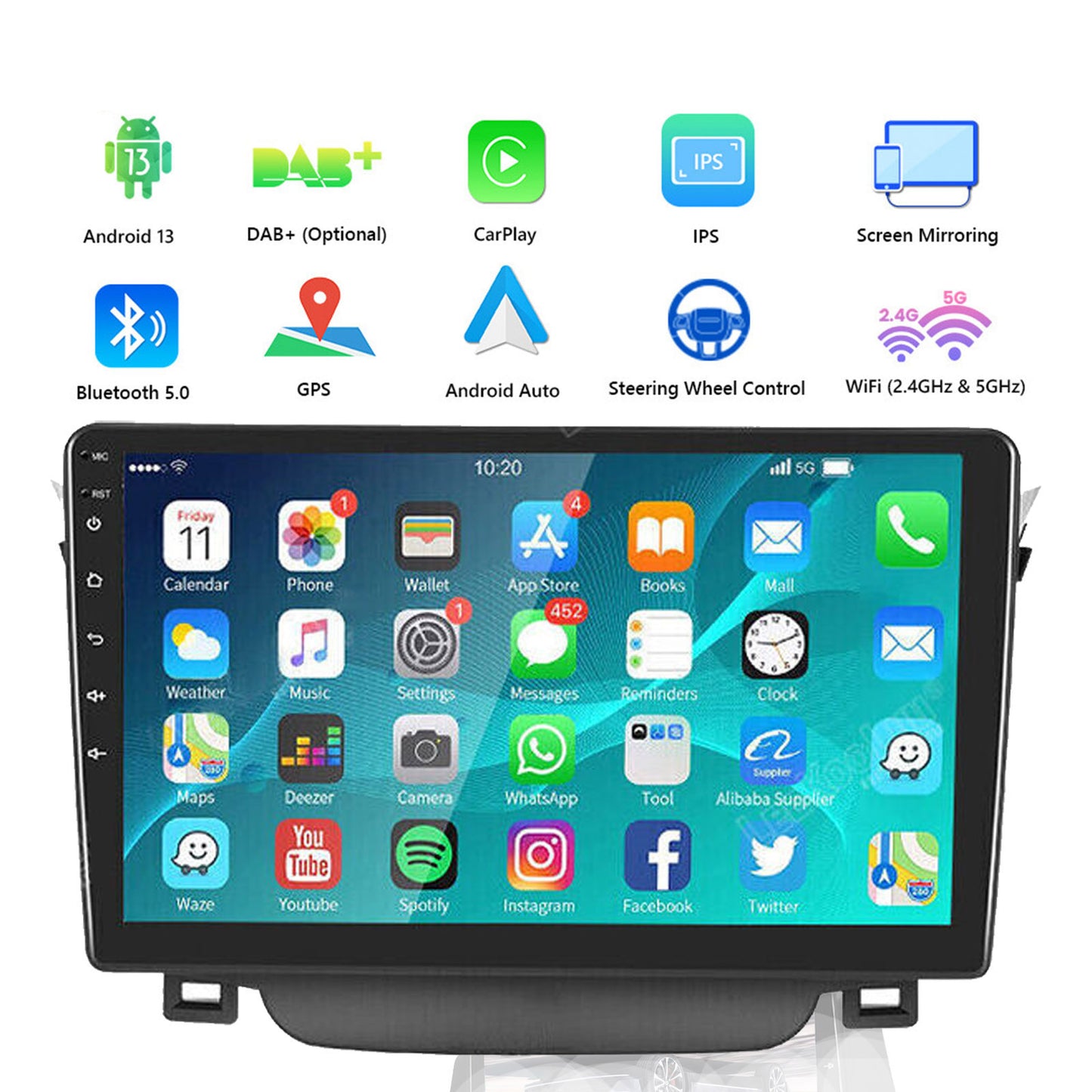 In-Dash Units 9inch Touch Screen Stereo CarPlay Suitable For Toyota Corolla 2009-13