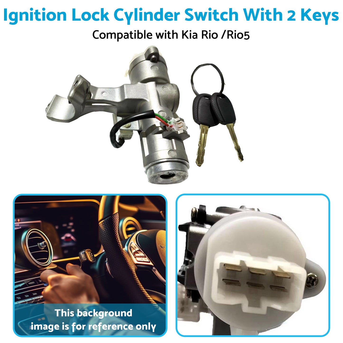 {{ Suitable For Kia Rio 06-09 Ignition Lock Cylinder Switch With 2 Keys 819001GB00 }} - Buy Car Parts Online at {{ Kaka Auto Parts }}.