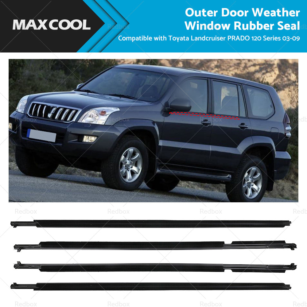 {{ 4x Door Glass Seal Weatherstrip Suitable For Toyota Landcruiser Prado 120 Series }} - Buy Car Parts Online at {{ Kaka Auto Parts }}.