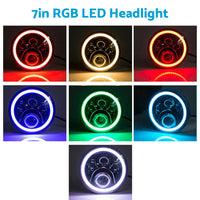 RGB Halo 7-Inch LED Projector Headlights Hi/Lo Beam DRL Suitable For Jeep GQ