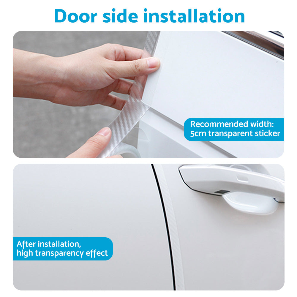3m Car Door Sill Protector Carbon Fiber Edge Sticker Rubber Bumper Guard Strip Suitable For Universal Vehicles