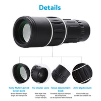 High-Powered Wide-Angle Monocular Telescope Suitable For Single-Handed Use with Night Vision