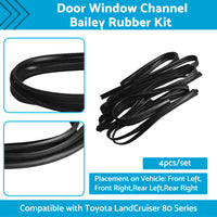 {{ Door Window Channel Bailey Rubber Kit Suitable For Toyota LandCruiser 80 Series }} - Buy Car Parts Online at {{ Kaka Auto Parts }}.