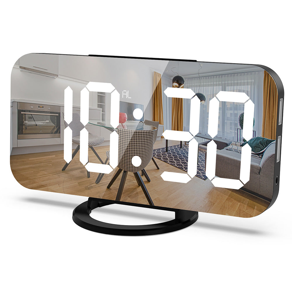 {{ Digital Alarm Clock Mirror LED Display Snooze Function Dim Mode Wall Bedroom }} - Buy Car Parts Online at {{ Kaka Auto Parts }}.