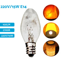 8x 7W/10W 240V E12/E14 Clear Bulbs Suitable For Night Light Replacement Warm Yellow Light