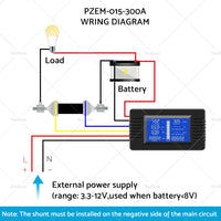 {{ 50-300A LCD Display DC Battery Monitor Meter 200V Voltmeter Amp For RV System }} - Buy Car Parts Online at {{ Kaka Auto Parts }}.