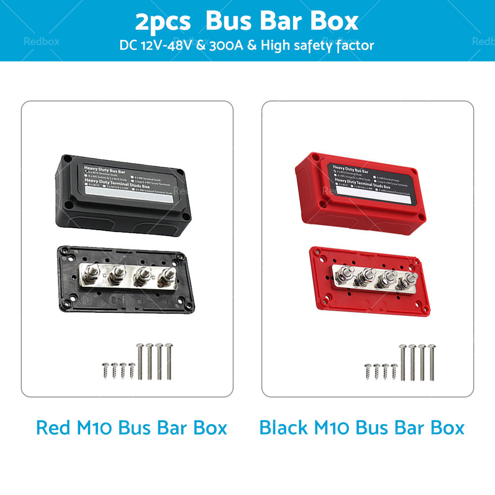 {{ M10 300A DC12V-48V Stud Bus Bar Power Distribution Box Terminal Block Heavy Duty }} - Buy Car Parts Online at {{ Kaka Auto Parts }}.