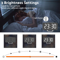 {{ Digital Alarm Clock Mirror LED Display Snooze Function Dim Mode Wall Bedroom }} - Buy Car Parts Online at {{ Kaka Auto Parts }}.