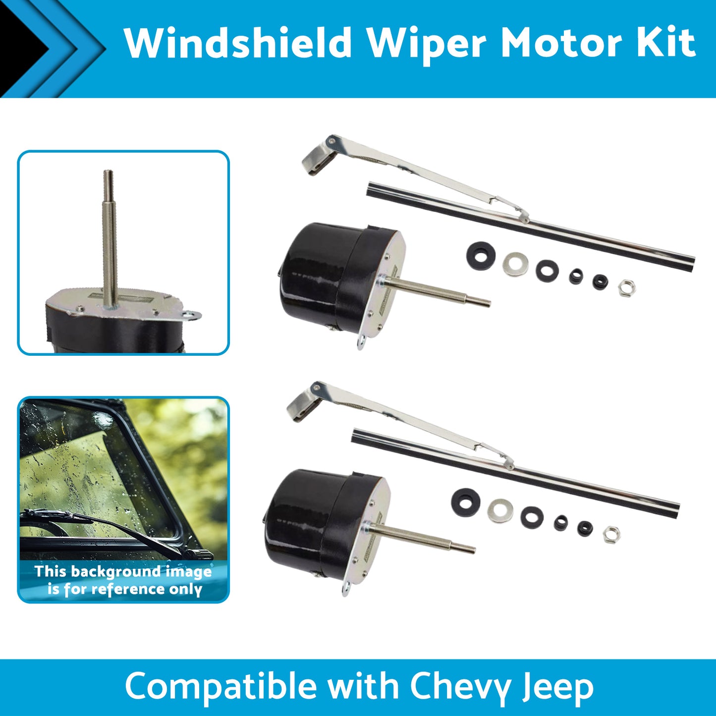 {{ Universal Windshield Wiper Motor Kit Suitable for Chevy Jeep Vintage Classic Car }} - Buy Car Parts Online at {{ Kaka Auto Parts }}.