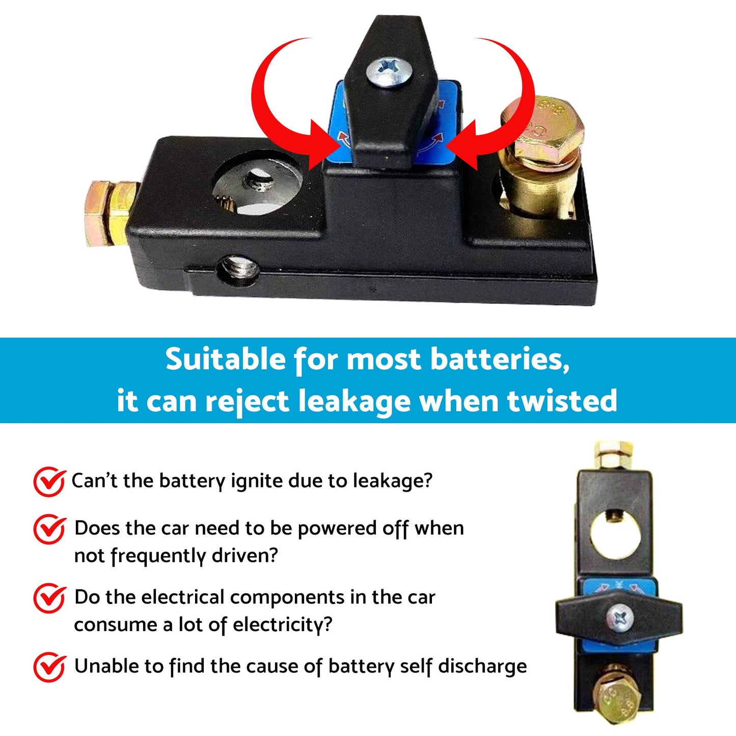 Disconnect Battery Isolator Cut Off Kill Switch Anti-Leakage Suitable For Car Boat RV 12-24V
