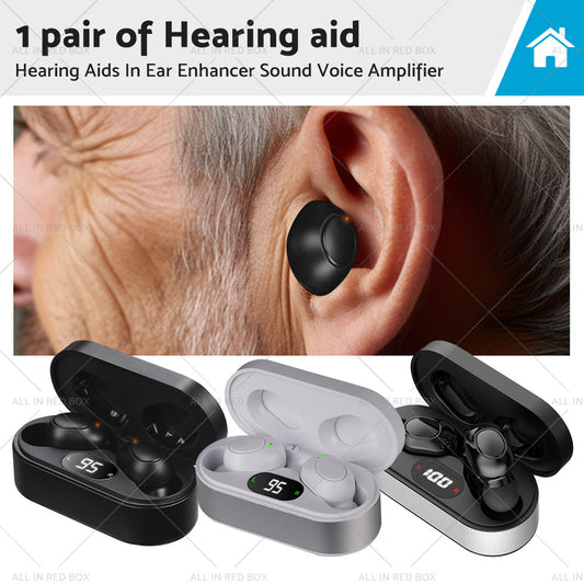 {{ 1 pair of digital rechargeable hearing aids, voice amplifier – Silver + Black, in-ear sound amplifiers }} - Buy Car Parts Online at {{ Kaka Auto Parts }}.